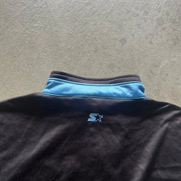 Vintage 90s Starter Jacket Size Large Black Blue Full Zip Embroidered Logo - Picture 5 of 6